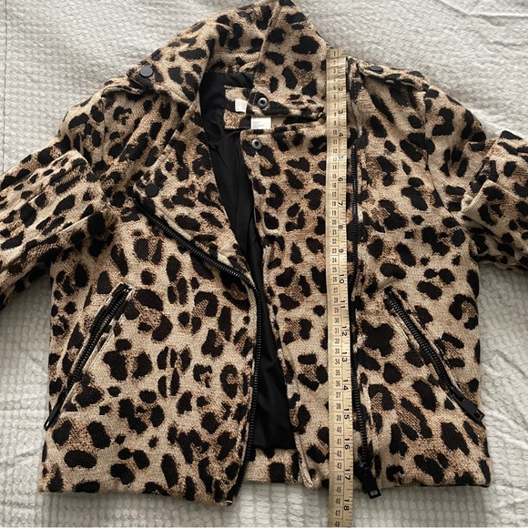 H&M | Cheetah Leopard Crop Motto Jacket Size 2/XS - Picture 4 of 6